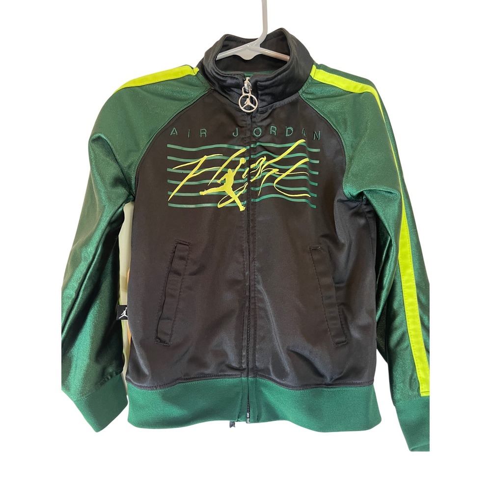 Kids Jordan Flight Track Jacket Green Black Size 4T‎ Athletic Zip Up